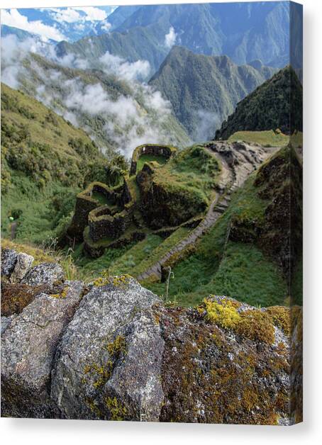 Misty Mountain Pathway of the Inca Trail Canvas Art Print by Brandon Wichmann