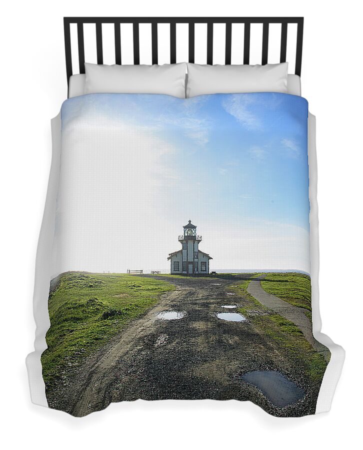 Lighthouse Under A Bright Sky Duvet Cover