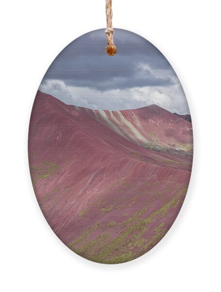 Vibrant Red Mountain Landscape Ornament