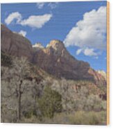 Majestic Mountain Under Clear Blue Sky Wood Print