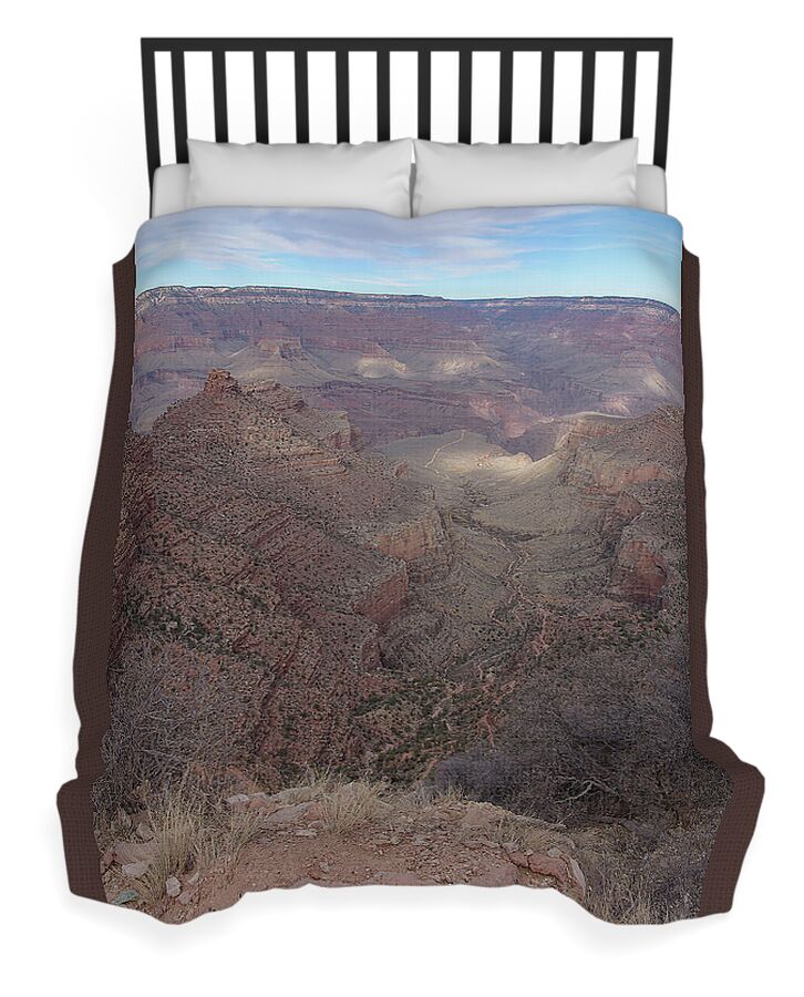 Majestic Grand Canyon Overlook Under Azure Sky Duvet Cover