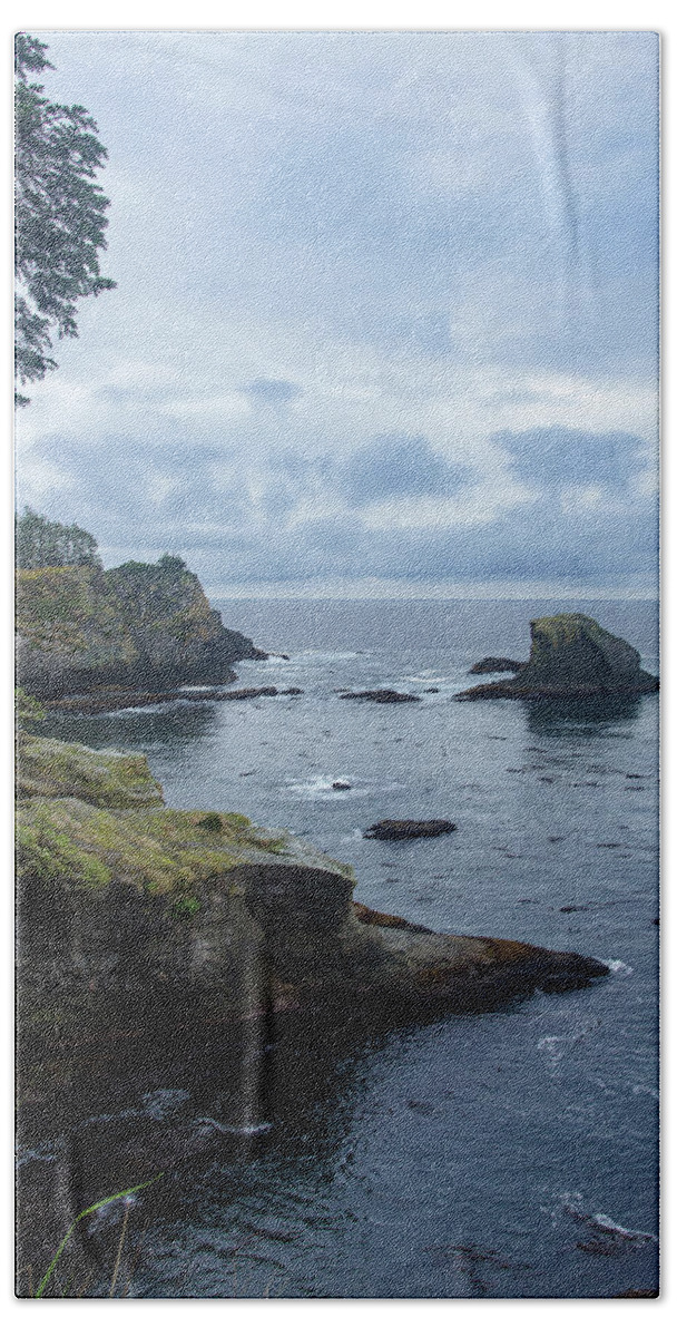 Rugged Coastal Landscape with Cliffs Hand Towel