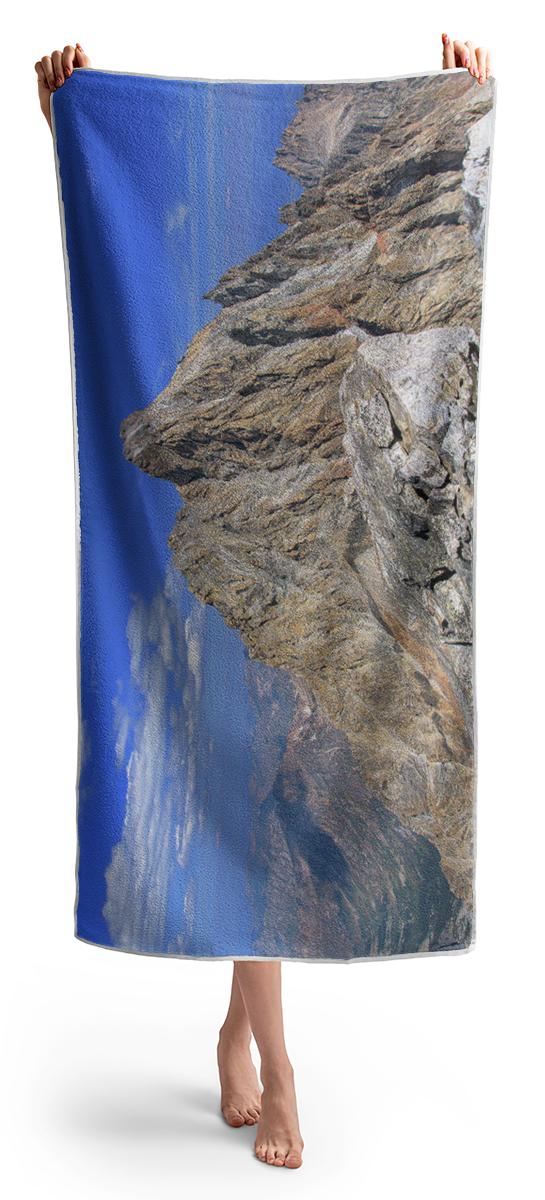 Majestic Mountain Peak Under Clear Skies Beach Towel
