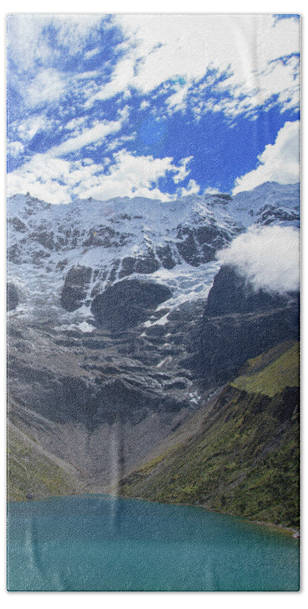 Majestic Mountain Overlooks Humantay Lake Bath Towel