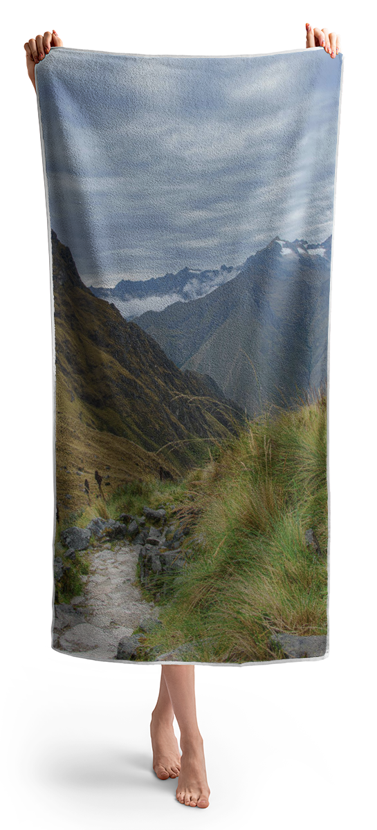 Trail Through Majestic Mountain Landscape To Dead Woman's Pass Beach Towel