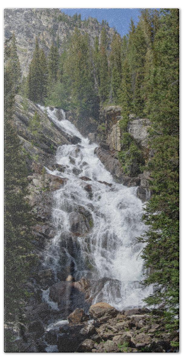 Waterfall Amidst Forest Landscape Hand Towel