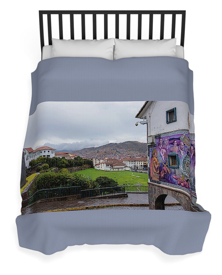 Street Scene with Colorful Mural Duvet Cover