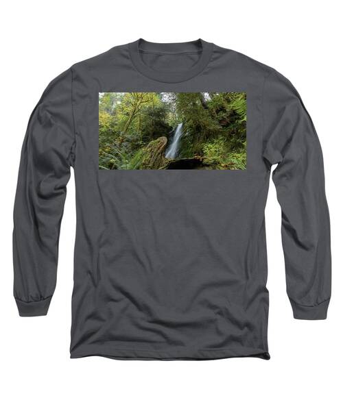 Serene Waterfall in Lush Forest Long Sleeve T-Shirt