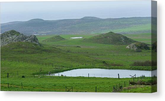 Tranquil Green Hills and Distant Sea Canvas Art Print by Brandon Wichmann