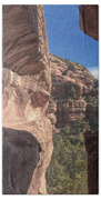 Canyon View Framed By Rocky Cliffs Beach Towel