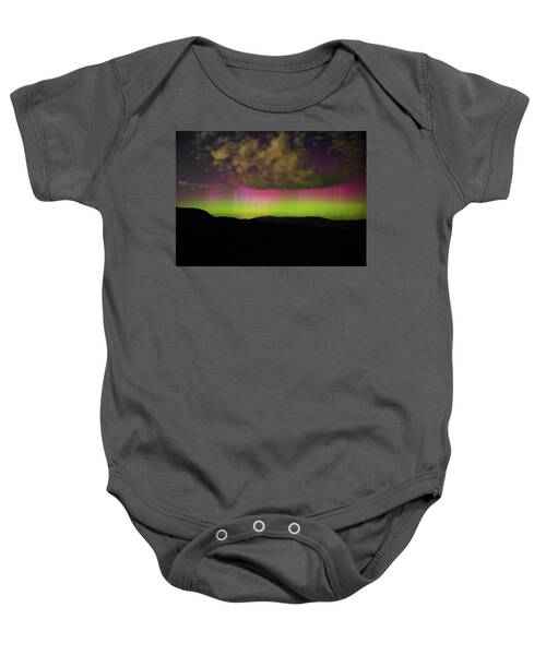 Vibrant Aurora Over Wasatch Mountain Range Baby One-Piece