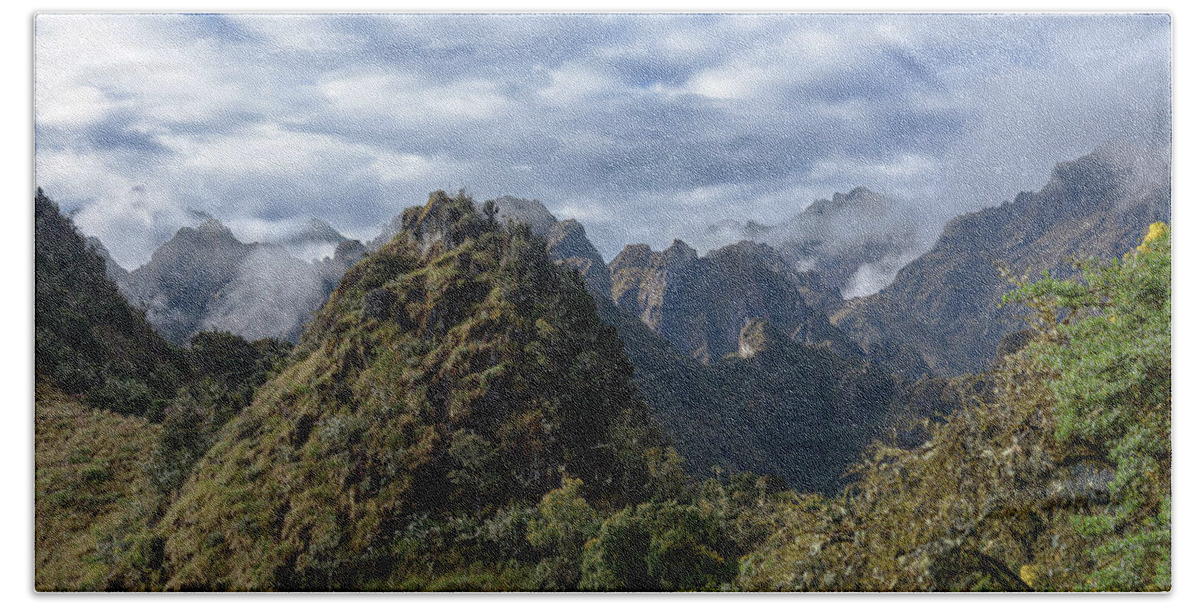 Misty Andes Mountain Range Landscape Bath Towel