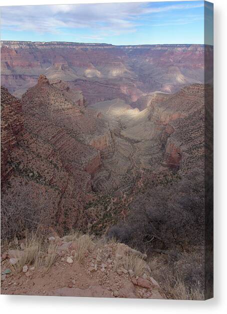 Majestic Grand Canyon Overlook Under Azure Sky Canvas Art Print by Brandon Wichmann