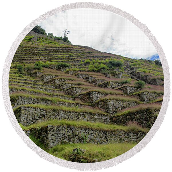 Ancient Terraces Amidst Greenery Round Beach Towel