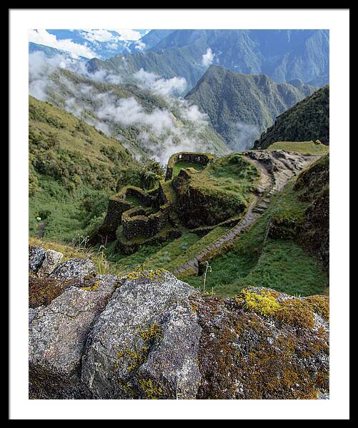 Misty Mountain Pathway Of The Inca Trail Framed Print