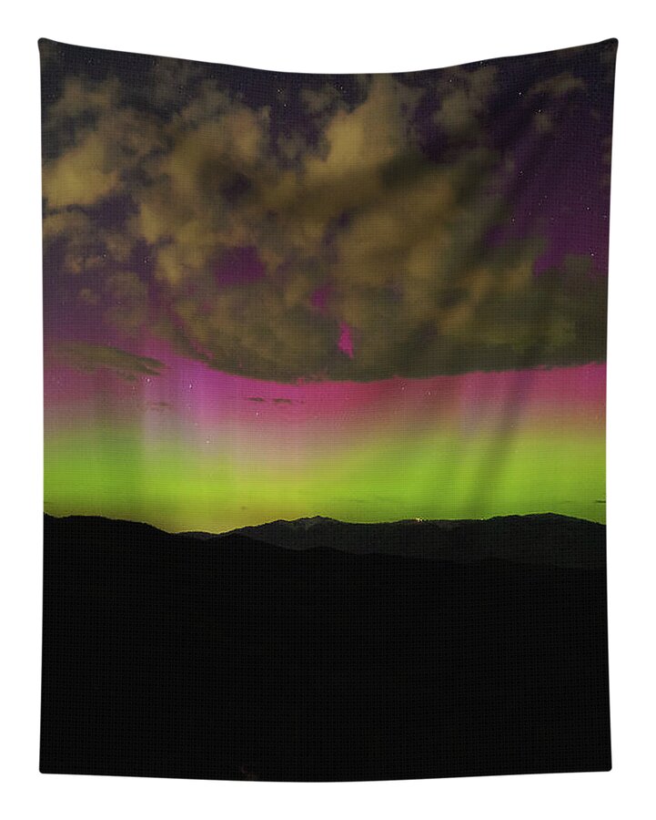 Vibrant Aurora Over Wasatch Mountain Range Tapestry