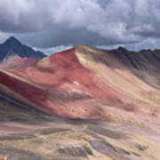 Rainbow Mountain Range Under Cloudy Skies Art Print