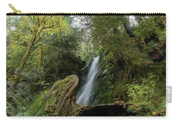 Serene Waterfall in Lush Forest Zip Pouch