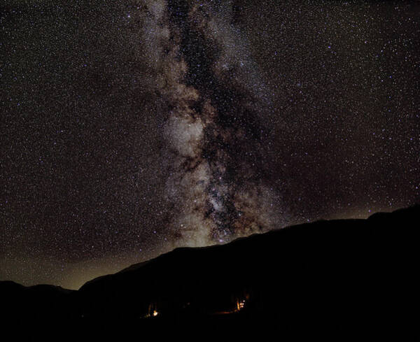 Starry Night Over Mountain Landscape Poster