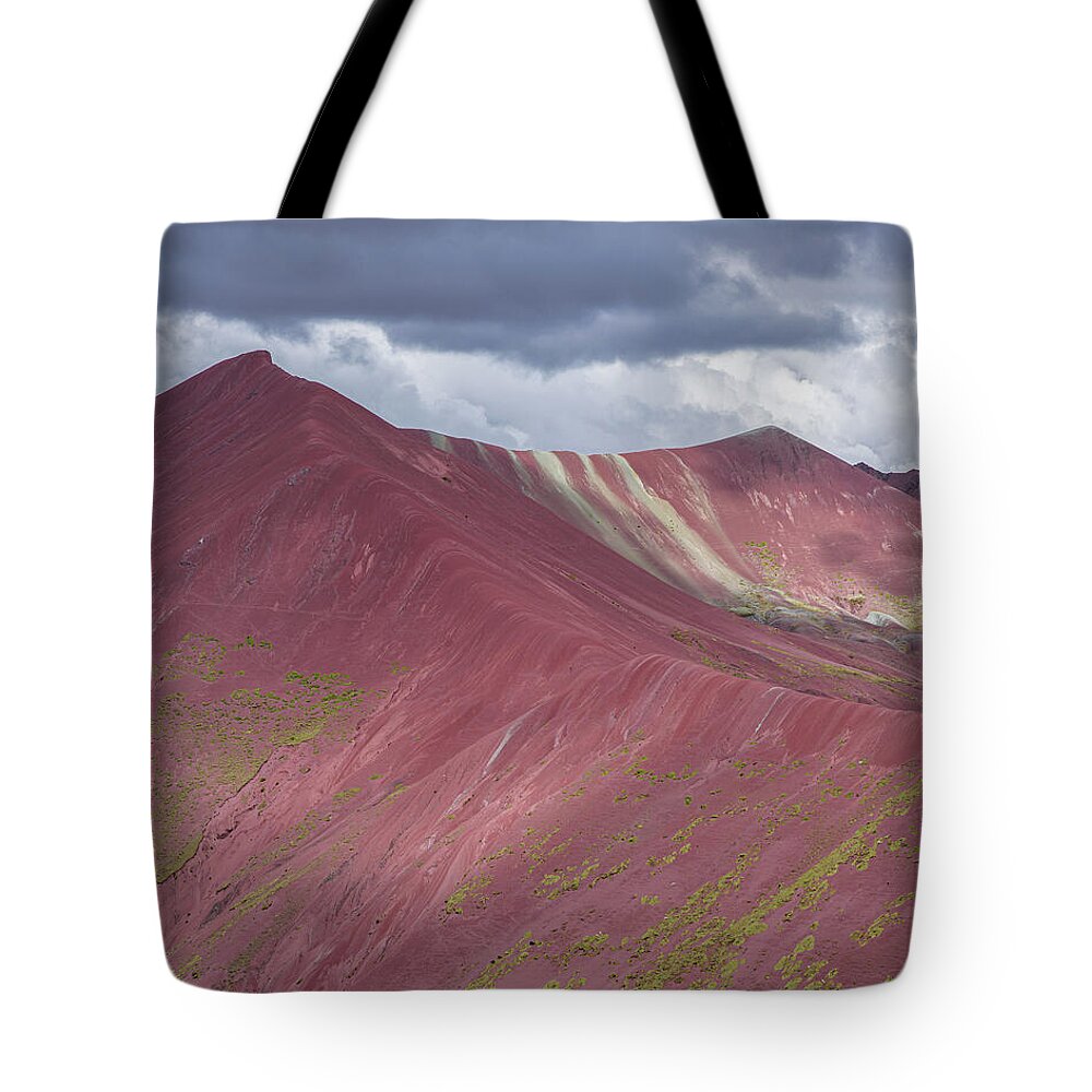 Vibrant Red Mountain Landscape Tote Bag