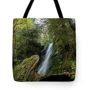 Serene Waterfall in Lush Forest Tote Bag