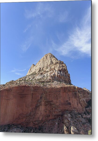 Majestic Mountain Peak Under Blue Sky Metal Print