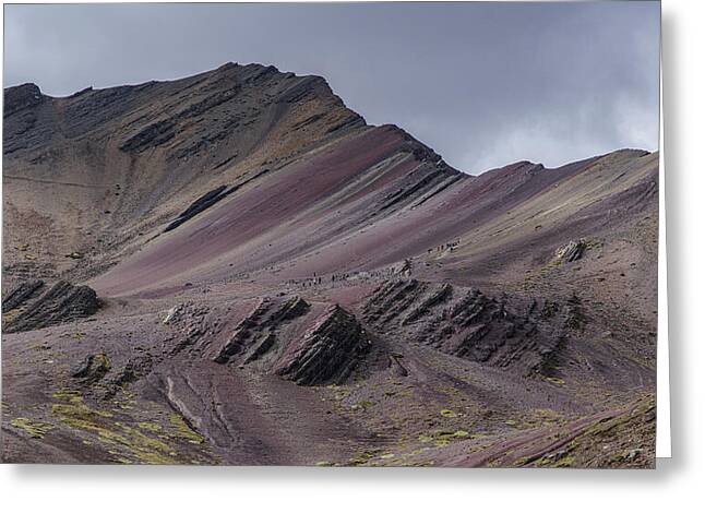 Majestic Andean Mountainscape With Colorful Striations Greeting Card