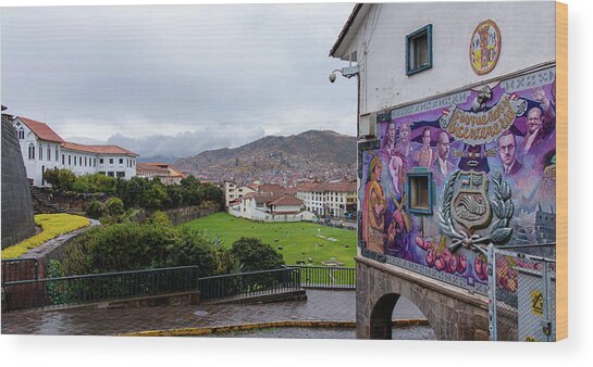 Street Scene with Colorful Mural Wood Print