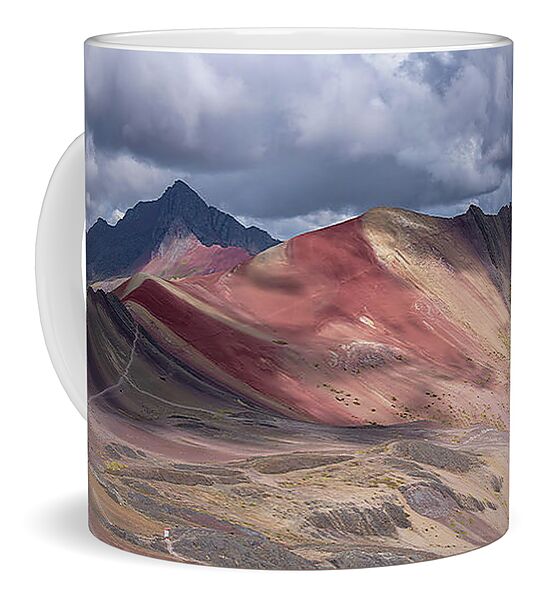 Rainbow Mountain Range Under Cloudy Skies Coffee Mug