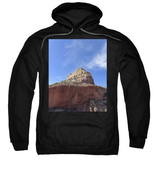 Majestic Mountain Peak Under Blue Sky Sweatshirt