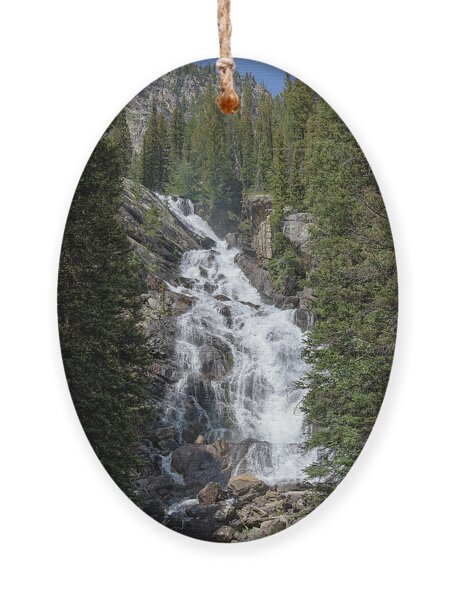 Waterfall Amidst Forest Landscape Ornament