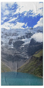 Majestic Mountain Overlooks Humantay Lake Bath Towel