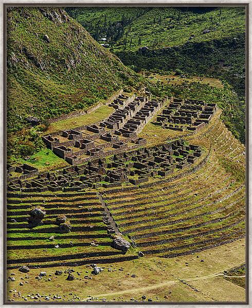 Ancient Terraces And Ruins In Andes Mountains Framed Print