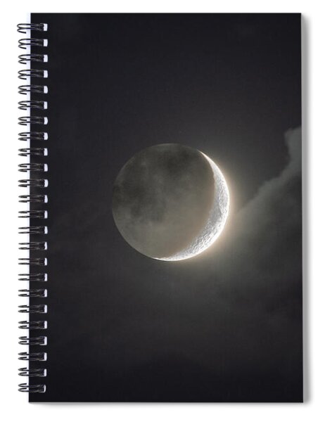 Shimmering Crescent Among Clouds Spiral Notebook