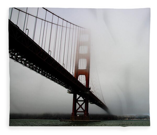 Golden Gate Bridge Disappears Into Misty Fog Fleece Blanket