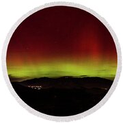Northern Lights Over Wasatch Mountain Range Round Beach Towel by Brandon Wichmann