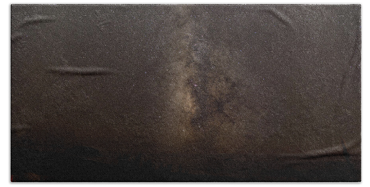 Milky Way Over Tranquil Shoreline Hand Towel
