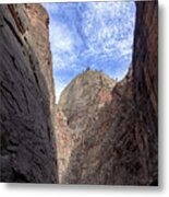 Towering Canyon Cliffs And Blue Sky Metal Print