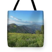 Mountain View with Wildflowers Tote Bag