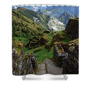 Mysterious Incan Ruins In The Mountains Shower Curtain