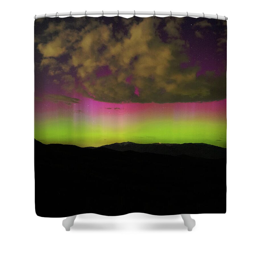 Vibrant Aurora Over Wasatch Mountain Range Shower Curtain