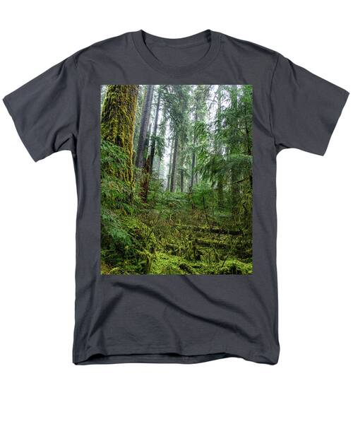 Misty Forest Silhouettes In Olympic National Park Men's T-Shirt  (Regular Fit)