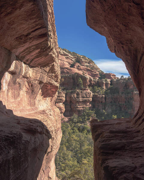 Canyon View Framed By Rocky Cliffs Art Print