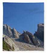 Majestic Mountain Peaks Under Blue Sky Fleece Blanket