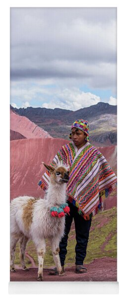 Peruvian Scene With Red Valley And Llama Yoga Mat
