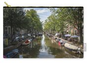 Serene Amsterdam Canal With Boats And Trees Zip Pouch