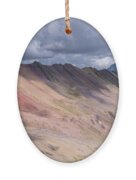 Rainbow Mountain Range Under Cloudy Skies Ornament