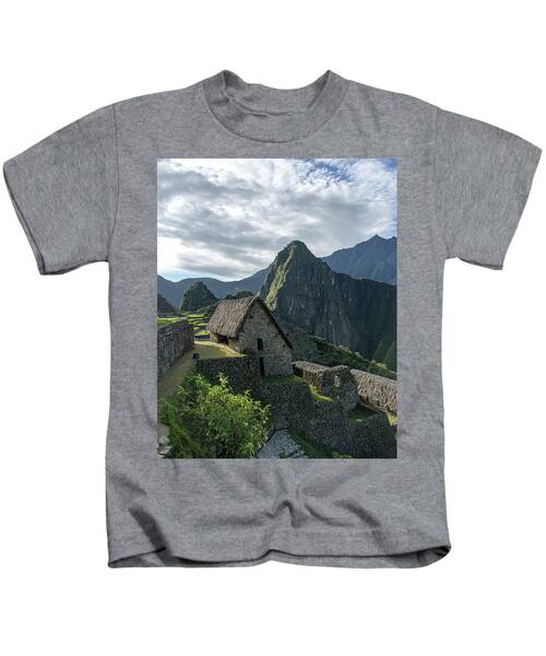 Ancient Ruins With Majestic Mountain Backdrop Kids T-Shirt