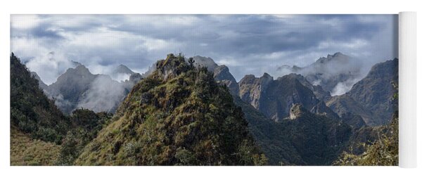 Misty Andes Mountain Range Landscape Yoga Mat