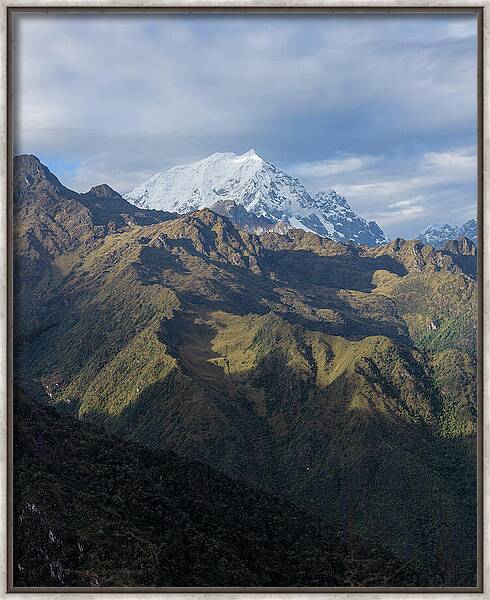 Majestic Andes Mountain Peaks Under Cloudy Sky Framed Print